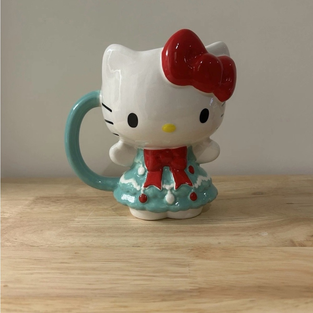 *NEW* Hello Kitty Christmas Tree Ceramic Mug Sanrio Holiday Decor Teal